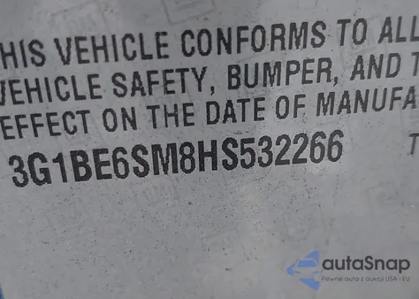 2017 Chevrolet Cruze Lt Auto z USA, uszkodzony, nr VIN 3G1BE6SM8HS532266